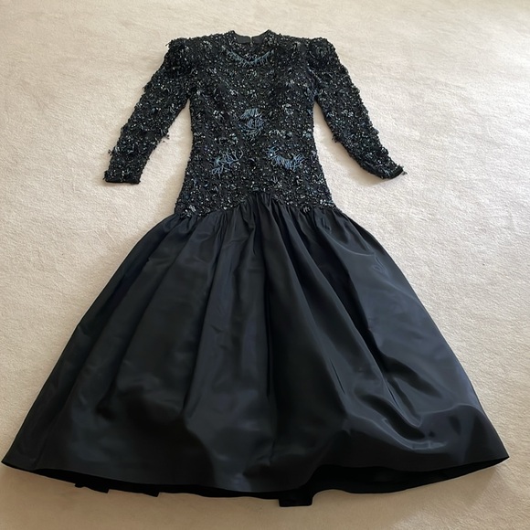 Dresses & Skirts - Designer high end Black beaded gown size 4